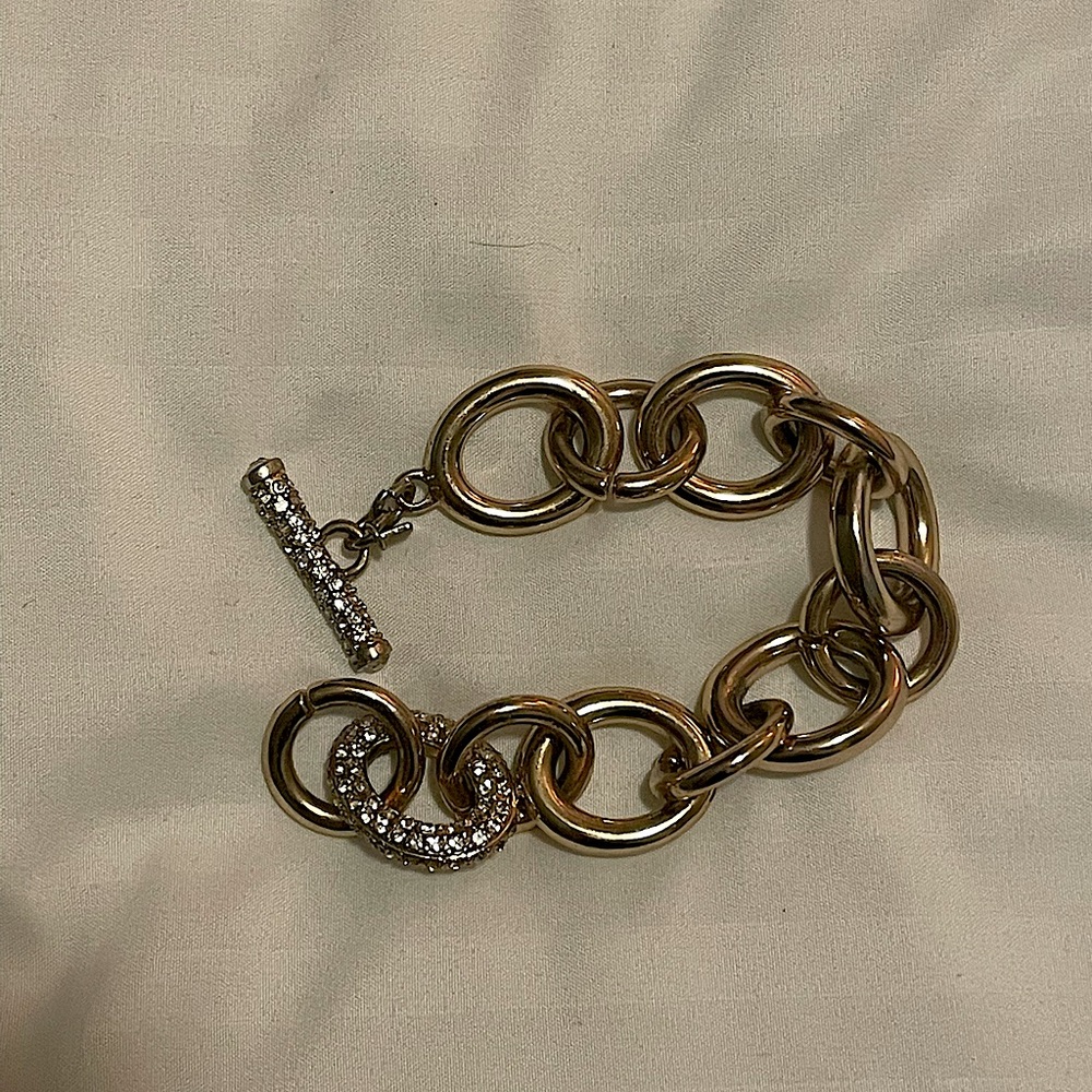 Chunky Banana Republic chain toggle bracelet with crystals.